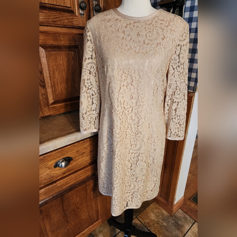 Eliza J Beige Lace Dress Size 10